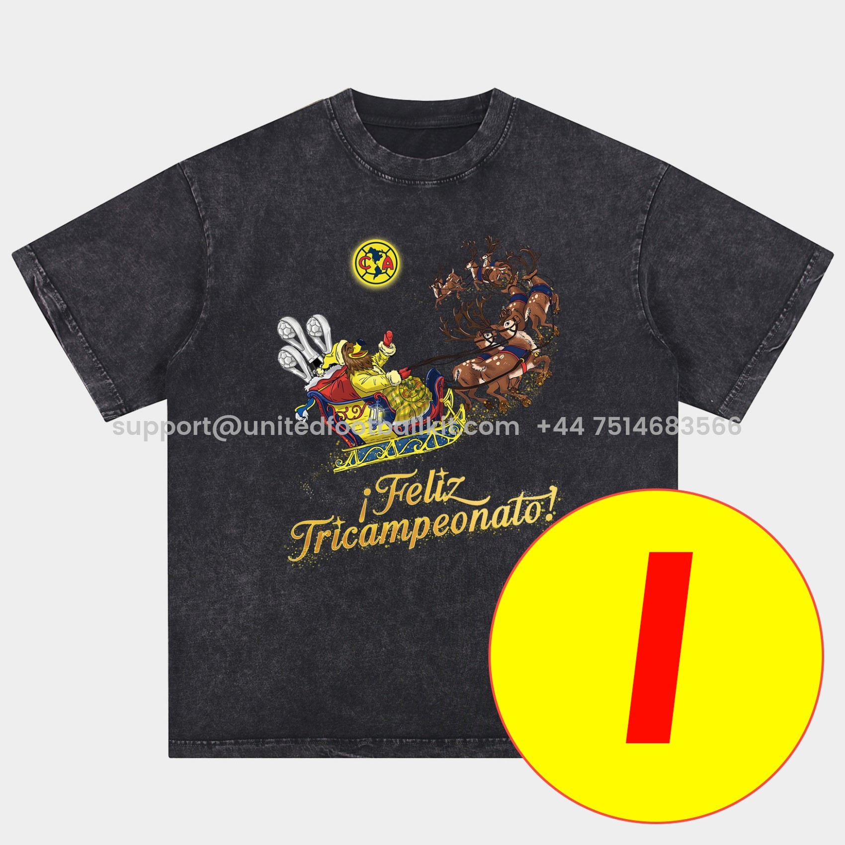 Unitedfootballkit.com | Club América Triple Championship Oversized Washed T-Shirt -Customize Name, Number and Patch | Worldwide Shipping