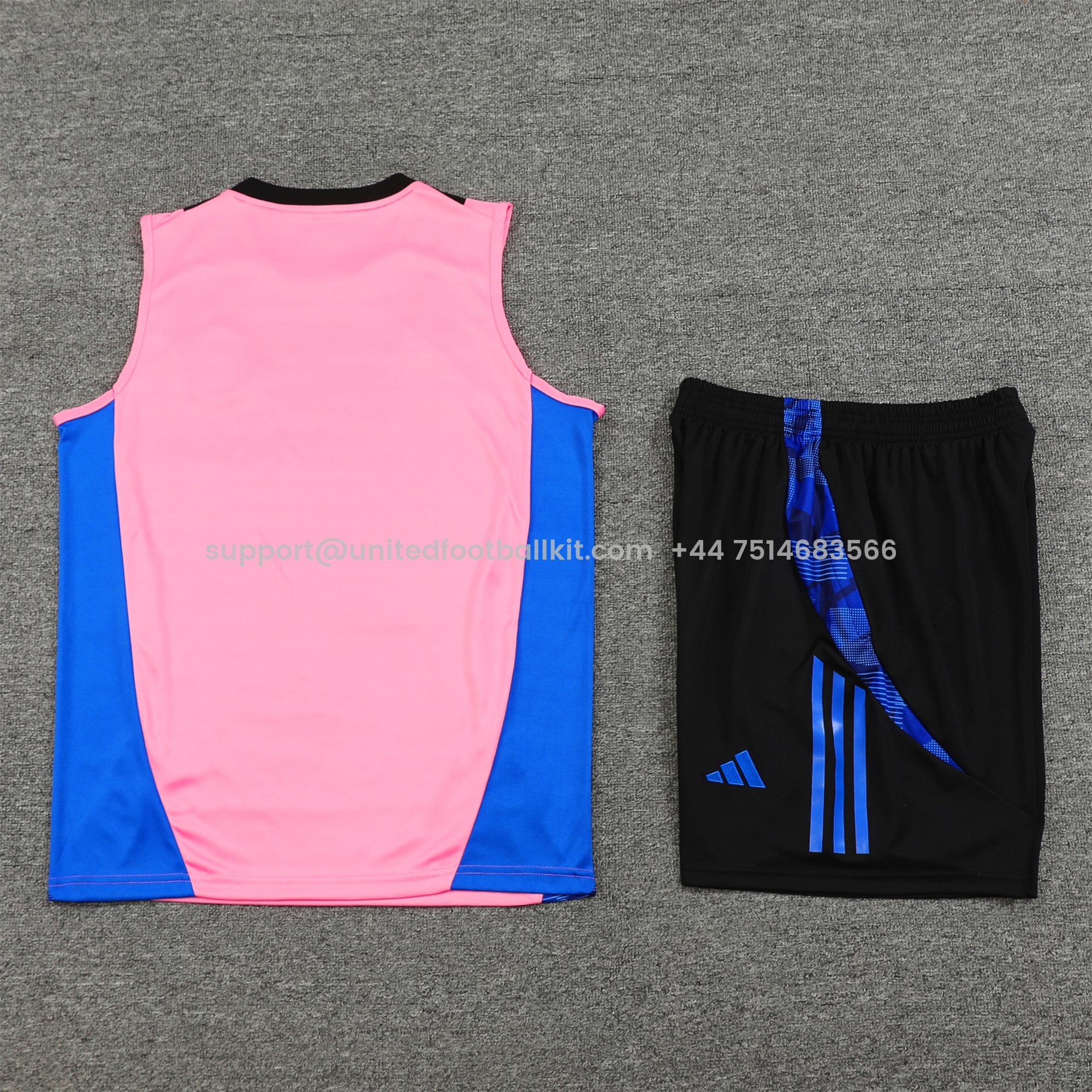 Unitedfootballkit.com | Manchester United 24-25 Vest Training Set - Pink Vest & Black Shorts -Customize Name, Number and Patch | Worldwide Shipping