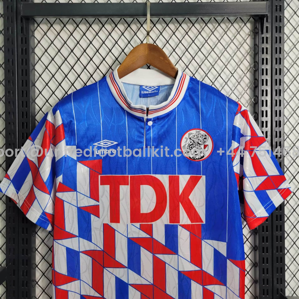 Unitedfootballkit.com | Retro Ajax 1990 Away Stadium Jersey -Customize Name, Number and Patch | Worldwide Shipping