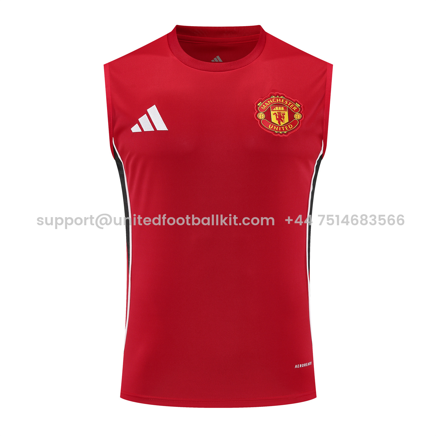Unitedfootballkit.com | Manchester United 25-26 Vest Training Set - Pure Red Vest & Black Shorts -Customize Name, Number and Patch | Worldwide Shipping