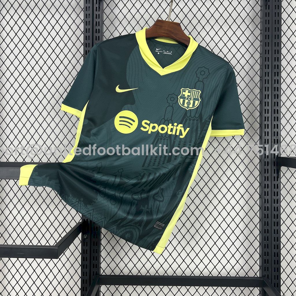 Unitedfootballkit.com | Barcelona 24-25 Dark Green Training Jersey - Fans Version -Customize Name, Number and Patch | Worldwide Shipping