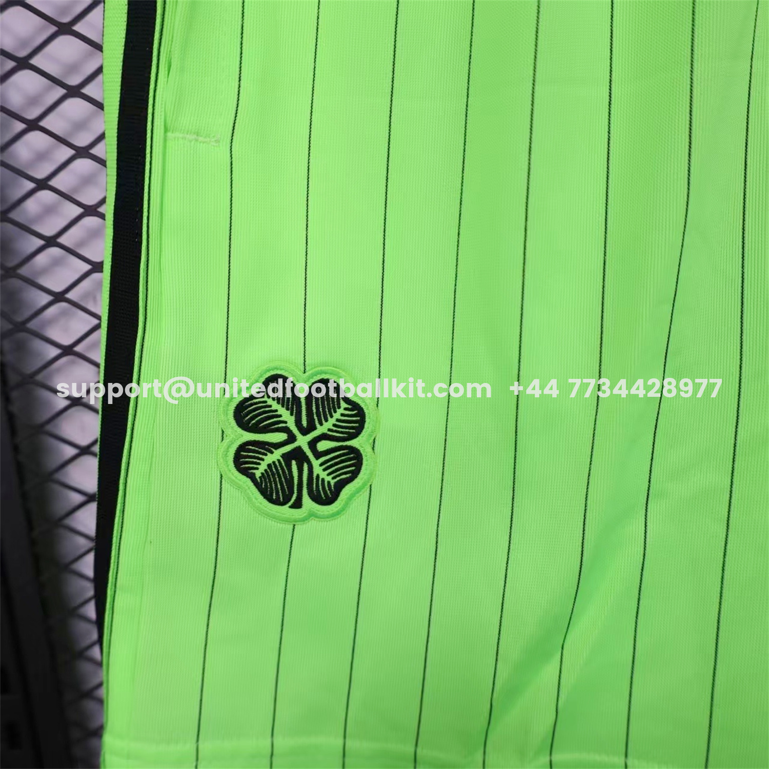 Unitedfootballkit.com | Celtic 25-26 Trefoil Green Travel Shorts - Player Version -Customize Name, Number and Patch | Worldwide Shipping