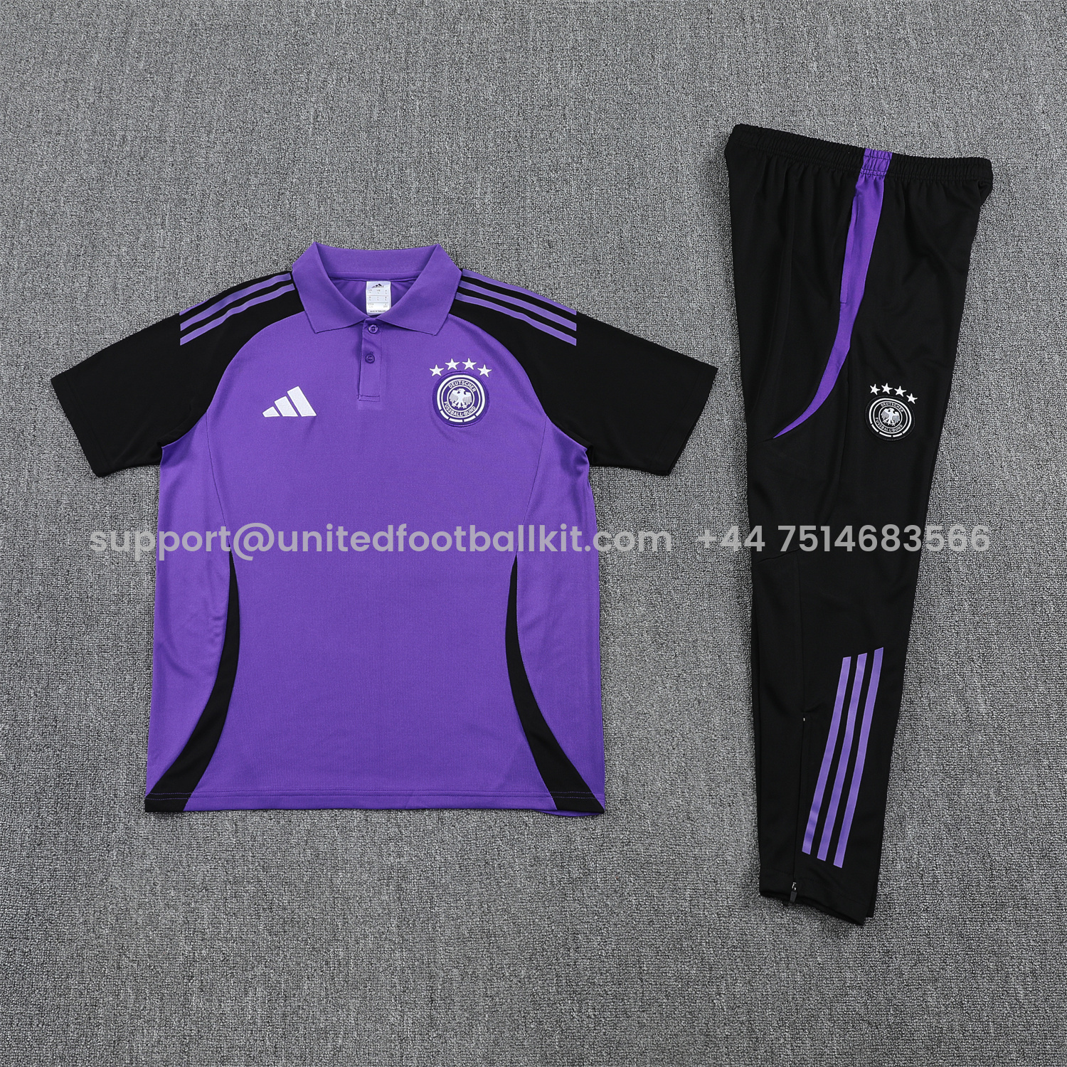 Unitedfootballkit.com | Germany 25-26 POLO Short-Sleeve Training Set - Purple Top Black Pants -Customize Name, Number and Patch | Worldwide Shipping
