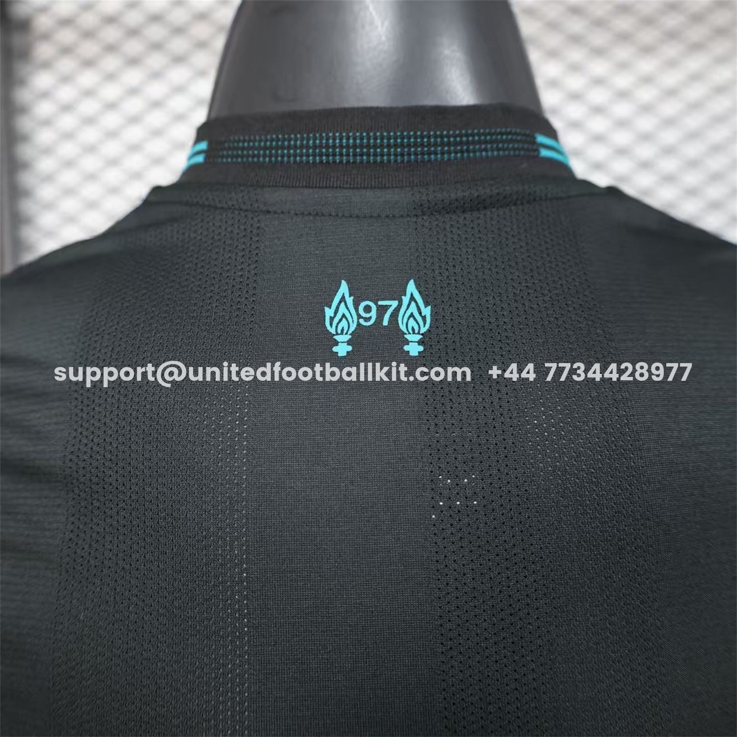 Unitedfootballkit.com | Liver.pool 25-26 Black Special Cyan Sponsor Jersey - Player Version -Customize Name, Number and Patch | Worldwide Shipping