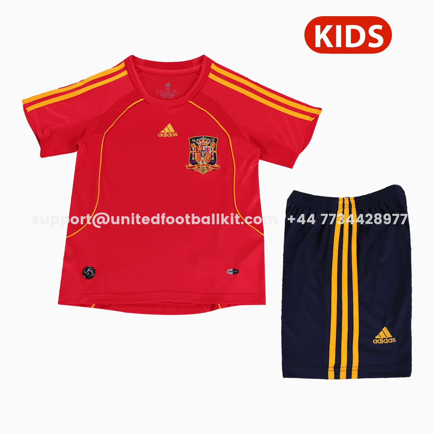 Unitedfootballkit.com | Retro Spain 2008 Home Kids Kit -Customize Name, Number and Patch | Worldwide Shipping