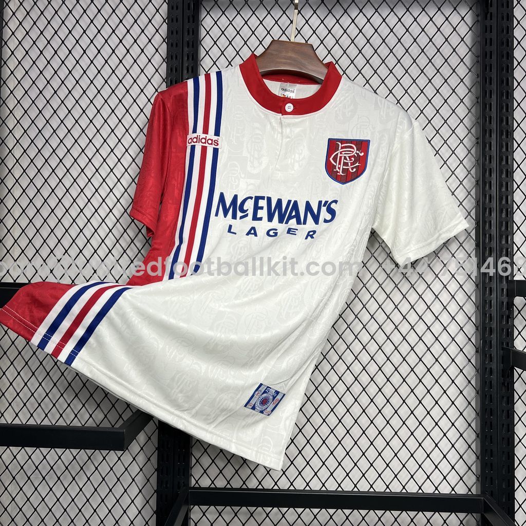 Unitedfootballkit.com | Retro Glasgow Rangers 1996-97 Away Stadium Jersey -Customize Name, Number and Patch | Worldwide Shipping