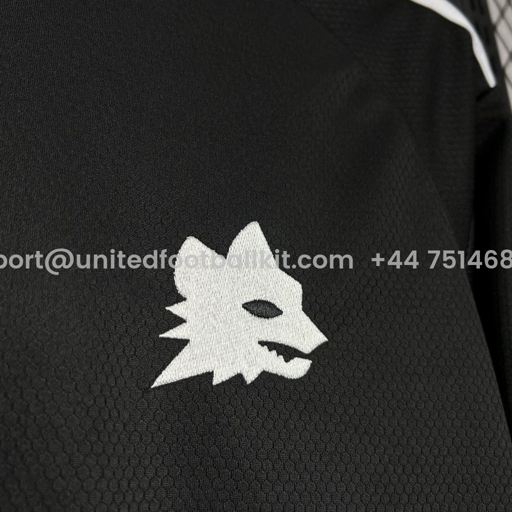 Unitedfootballkit.com | AS Roma 24-25 Third Goalkeeper Black Jersey - Fans Version -Customize Name, Number and Patch | Worldwide Shipping