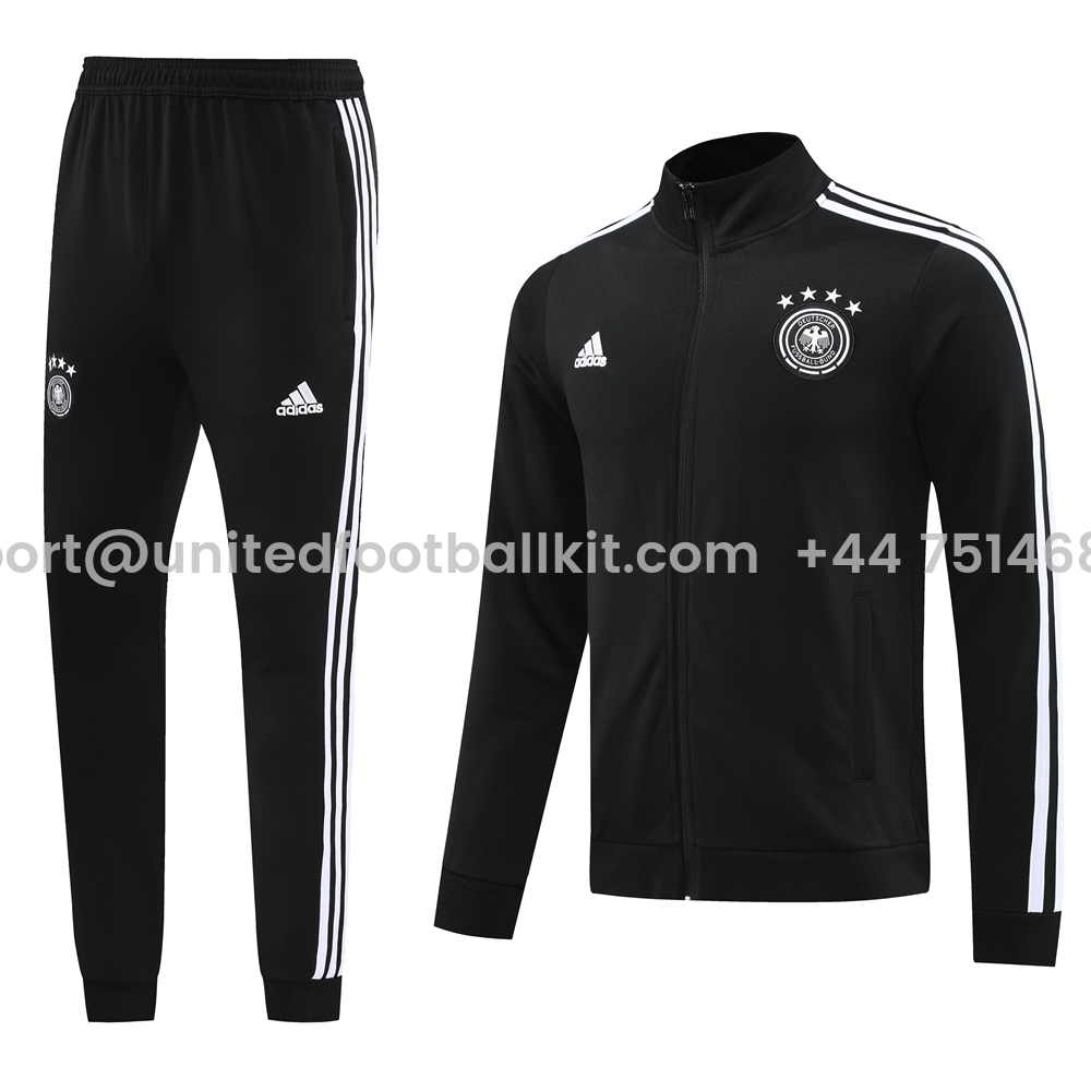 Unitedfootballkit.com | Germany 2024 Jacket Training Tracksuit - Black -Customize Name, Number and Patch | Worldwide Shipping