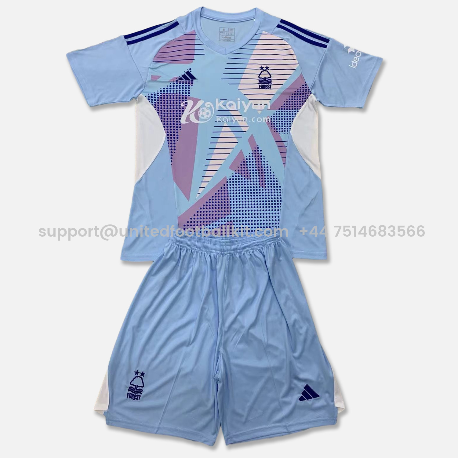 Unitedfootballkit.com | Nottingham Forest 24-25 Lake Blue GK Men's Adult Jersey Set - Fans Version -Customize Name, Number and Patch | Worldwide Shipping