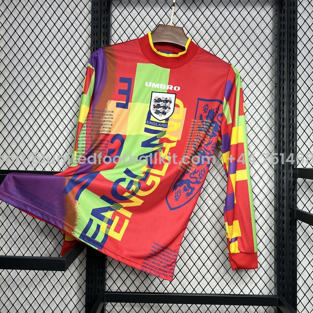 Unitedfootballkit.com | Retro England 1996 Goalkeeper Long Sleeve Jersey -Customize Name, Number and Patch | Worldwide Shipping