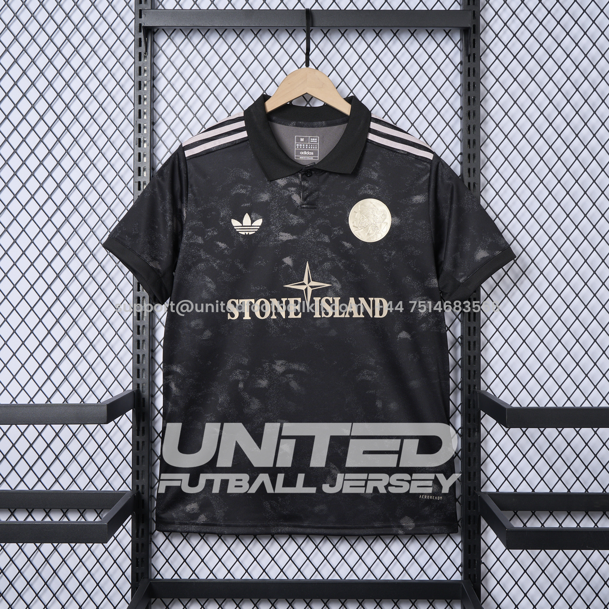 Unitedfootballkit.com | Ajax 24-25 Stone Island Co-brand Jersey - Fans Version -Customize Name, Number and Patch | Worldwide Shipping