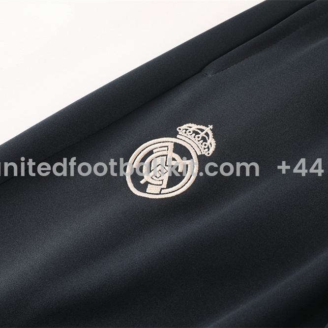 Unitedfootballkit.com | Real Madrid 24-25 Jacket Training Tracksuit - Light Pink Top and Black Pants -Customize Name, Number and Patch | Worldwide Shipping