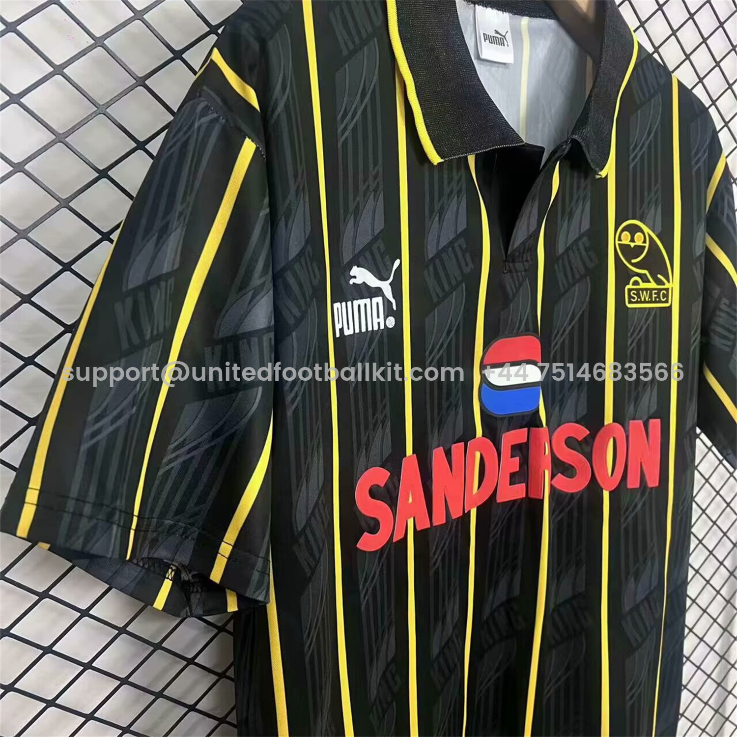 Unitedfootballkit.com | Retro Sheffield Wednesday 1993-94 Away Jersey -Customize Name, Number and Patch | Worldwide Shipping