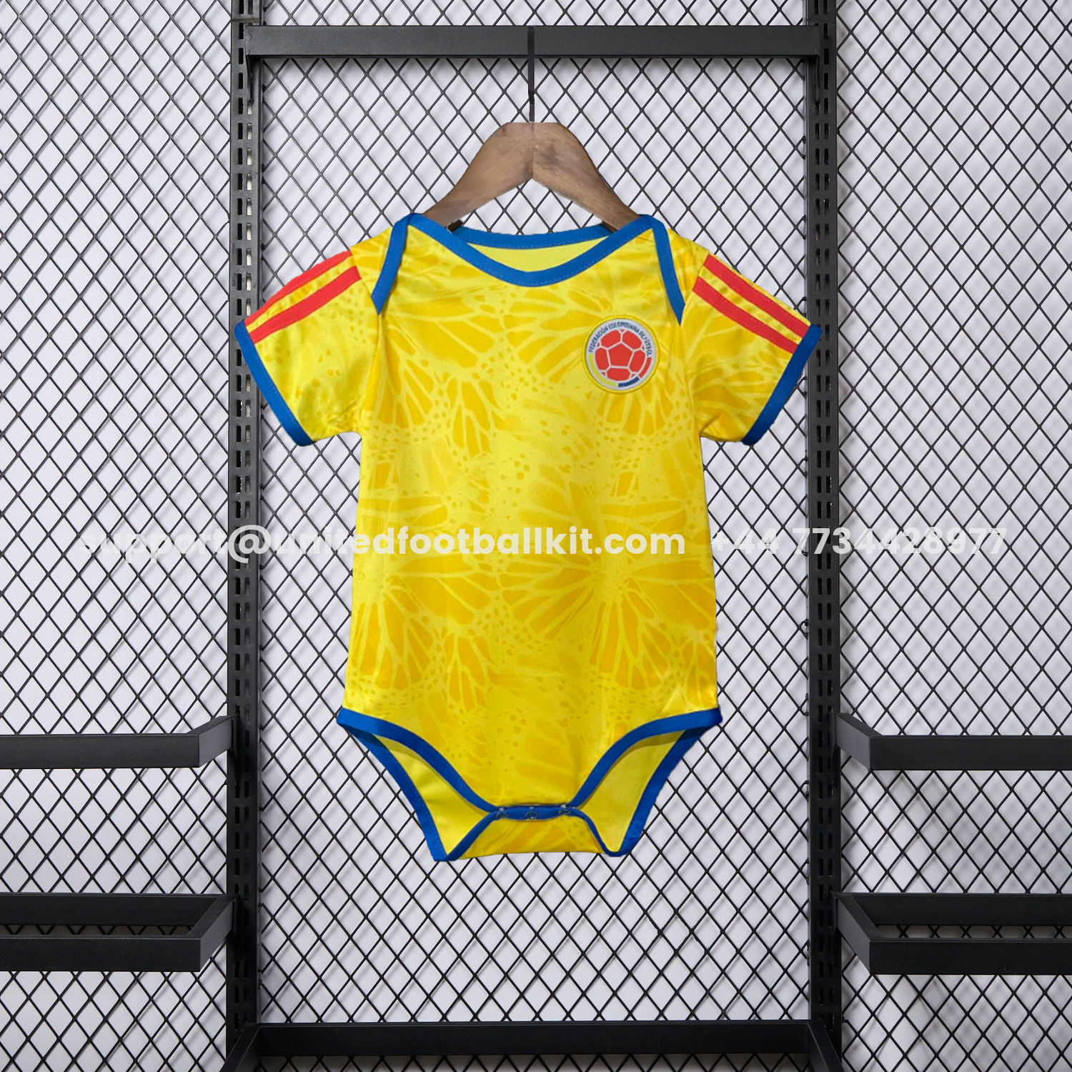 Unitedfootballkit.com | Colombia 2026 Home Baby Crawling Suit -Customize Name, Number and Patch | Worldwide Shipping