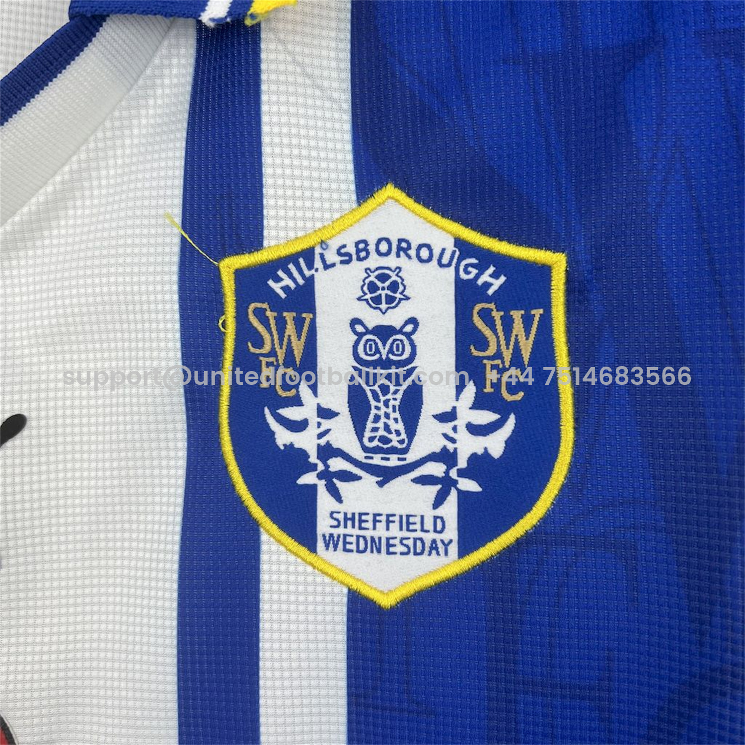 Unitedfootballkit.com | Retro Sheffield Wednesday 1996-97 Home Jersey -Customize Name, Number and Patch | Worldwide Shipping