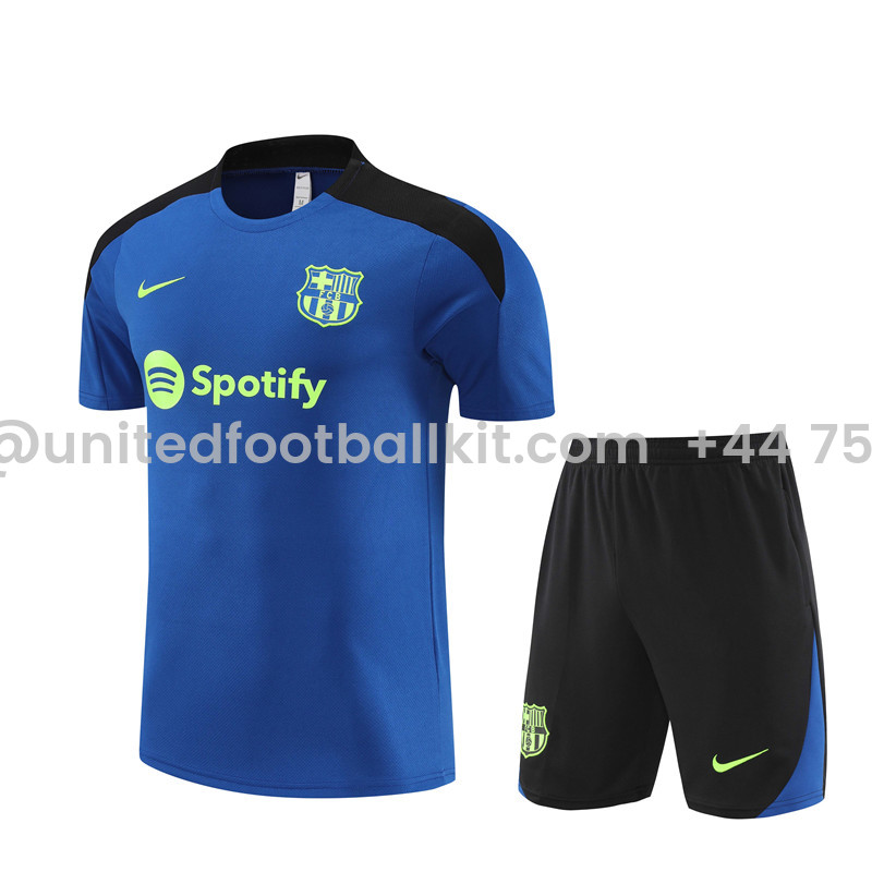 Unitedfootballkit.com | Barcelona 24-25 Short-Sleeve Training Set - Blue and Black -Customize Name, Number and Patch | Worldwide Shipping