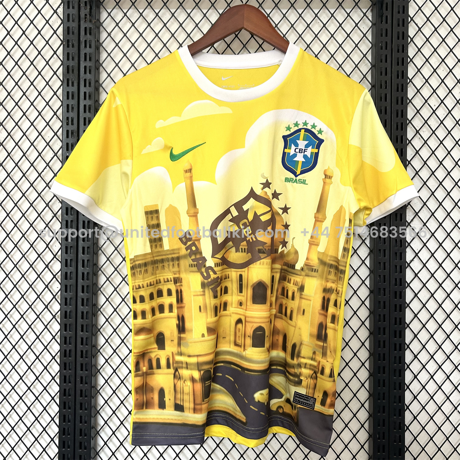 Unitedfootballkit.com | Brazil 2025-26 Church Silhouette Yellow Jersey - Fans Version -Customize Name, Number and Patch | Worldwide Shipping