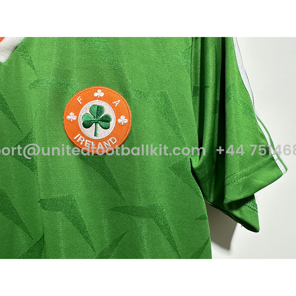 Unitedfootballkit.com | Retro Ireland 1990 Home Unsponsored Jersey -Customize Name, Number and Patch | Worldwide Shipping