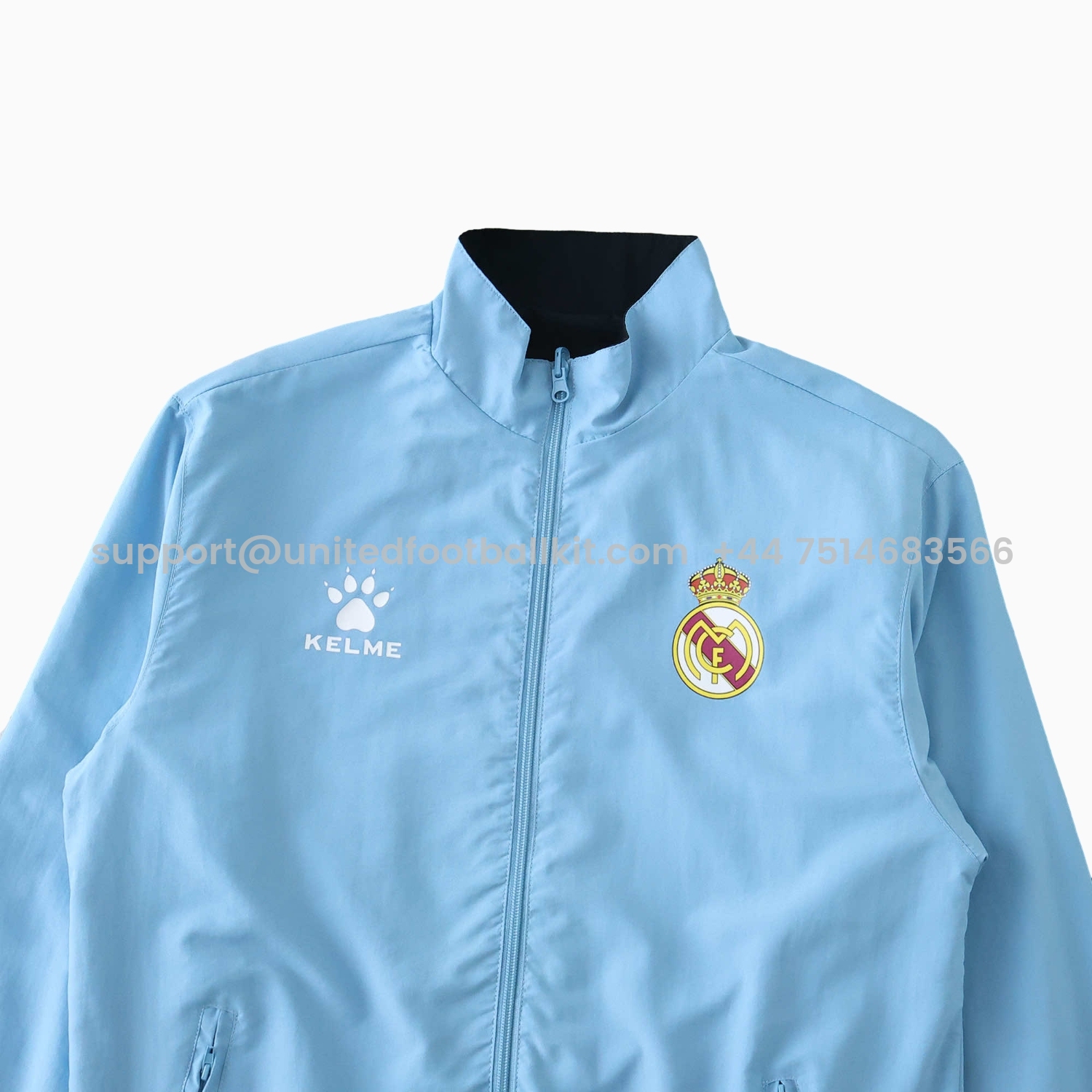 Unitedfootballkit.com | Retro Real Madrid 1997-98 Third Double Sided Reversible Windbreaker - Black & Blue -Customize Name, Number and Patch | Worldwide Shipping
