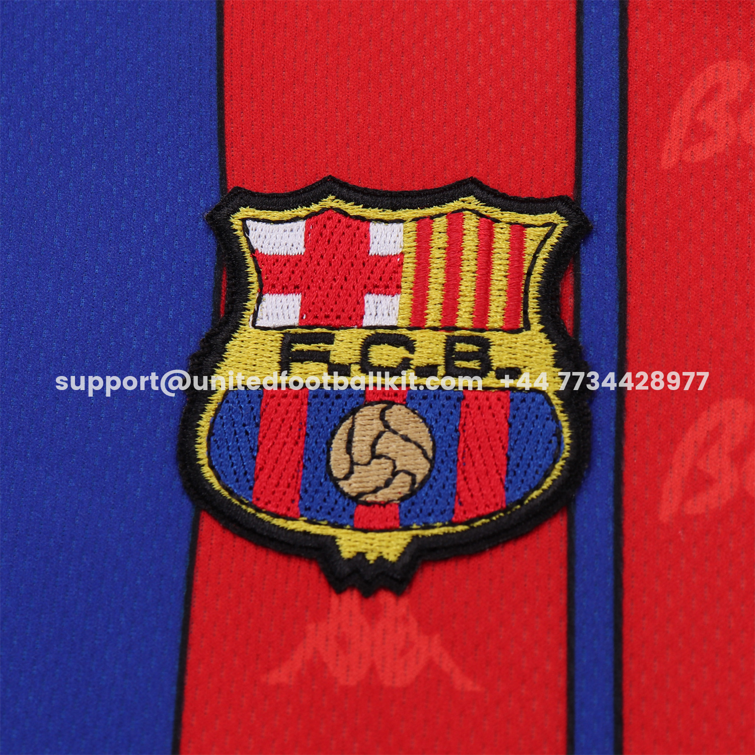 Unitedfootballkit.com | Retro Barcelona 1997-98 Home Kids Kit -Customize Name, Number and Patch | Worldwide Shipping