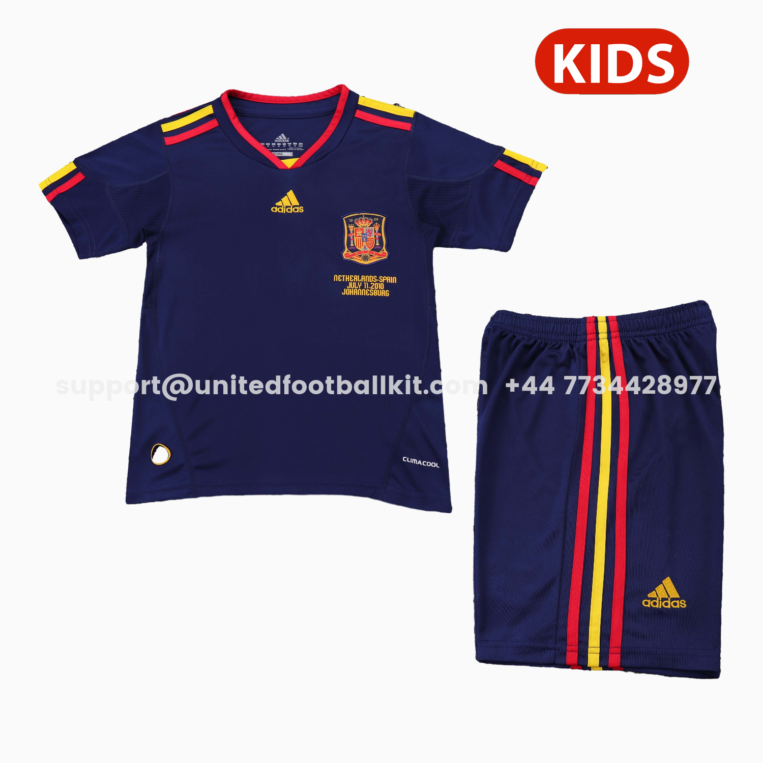 Unitedfootballkit.com | Retro Spain 2010 Away Kids Kit -Customize Name, Number and Patch | Worldwide Shipping