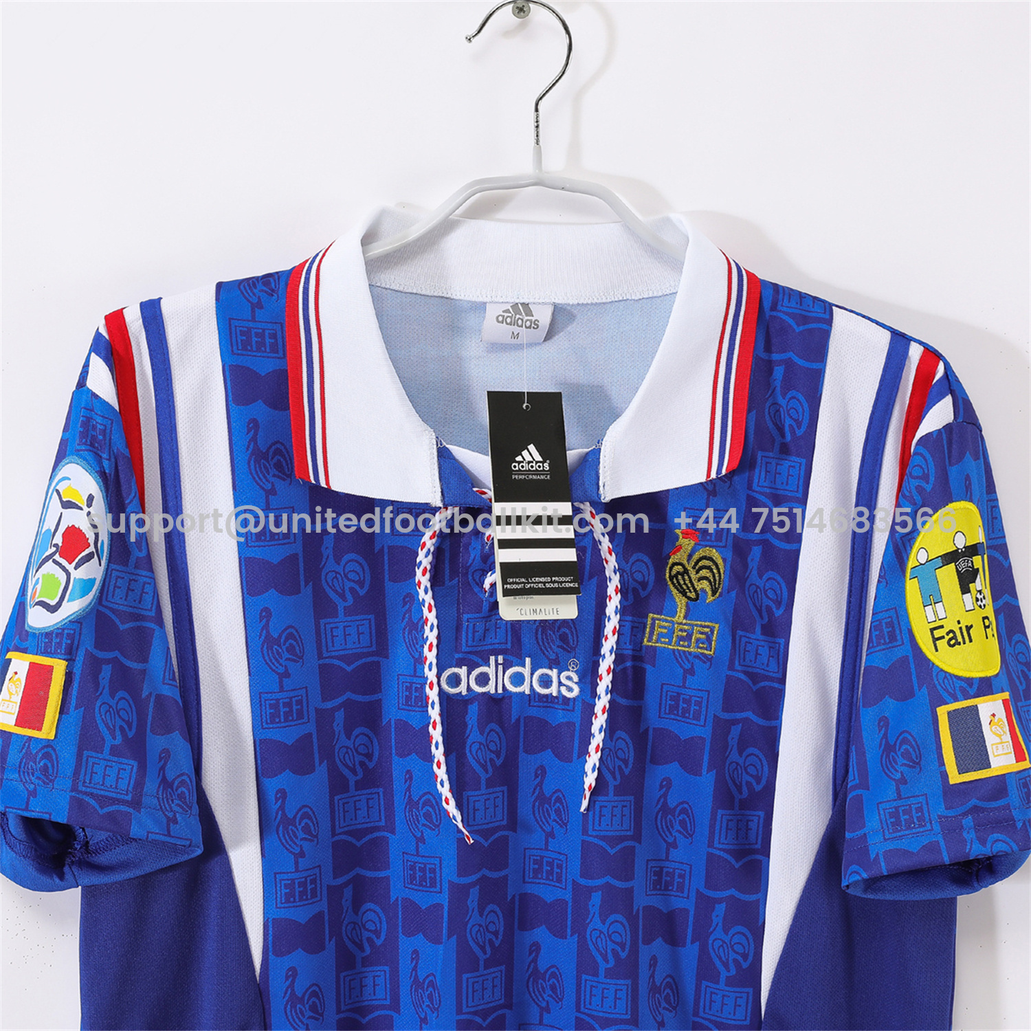 Unitedfootballkit.com | Retro France 1996 Home Jersey -Customize Name, Number and Patch | Worldwide Shipping