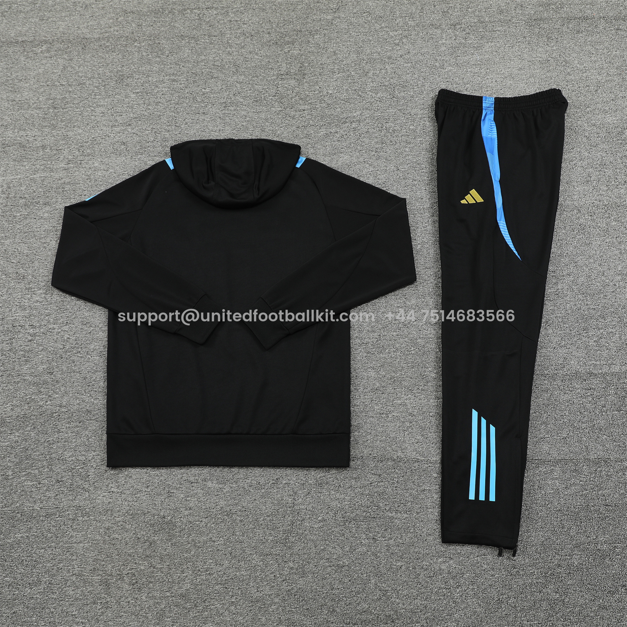 Unitedfootballkit.com | Argentina 24-25 Long Sleeve Training Set - Black Blue -Customize Name, Number and Patch | Worldwide Shipping