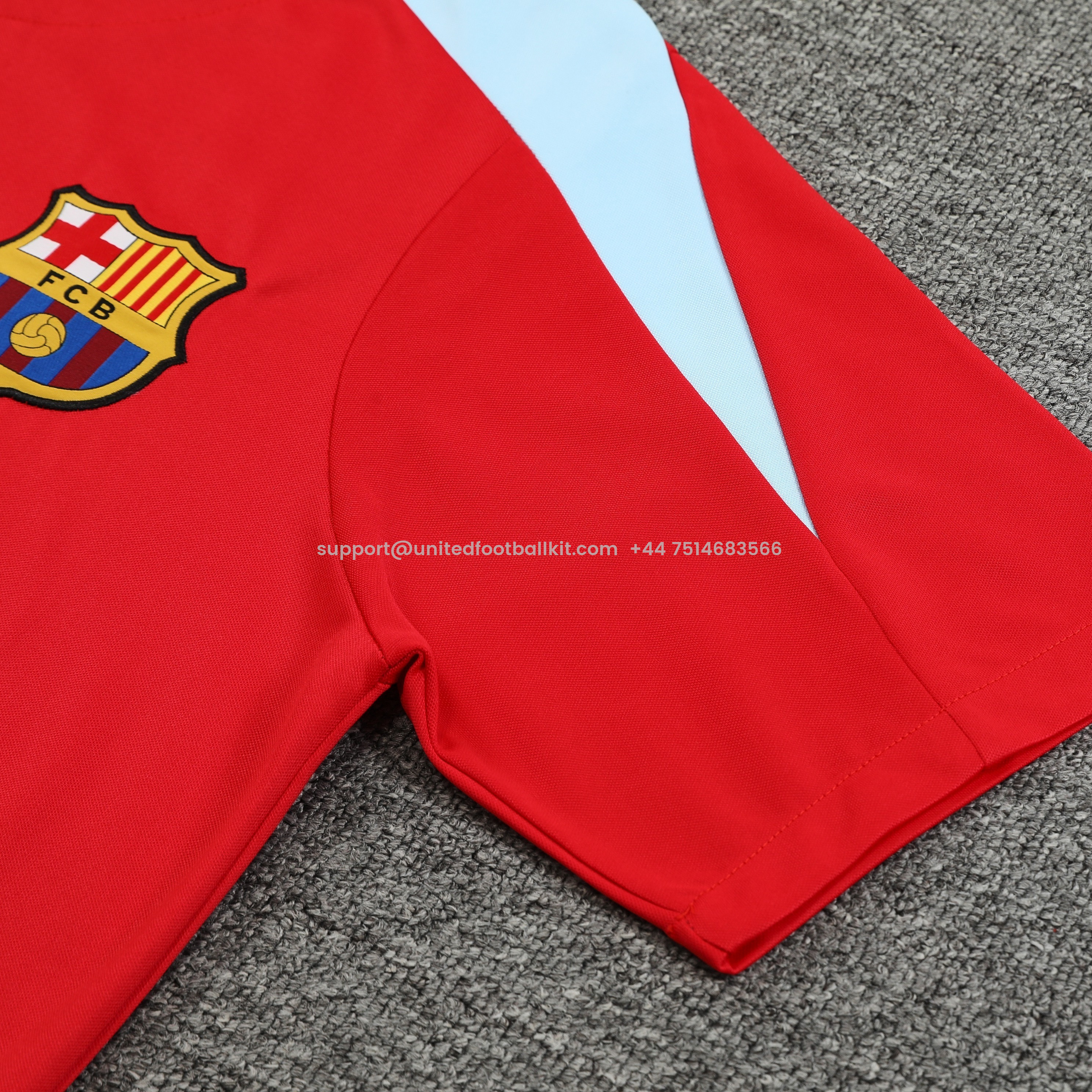 Unitedfootballkit.com | Barcelona 24-25 Short-Sleeve Training Set - Red Top & Black Shorts -Customize Name, Number and Patch | Worldwide Shipping