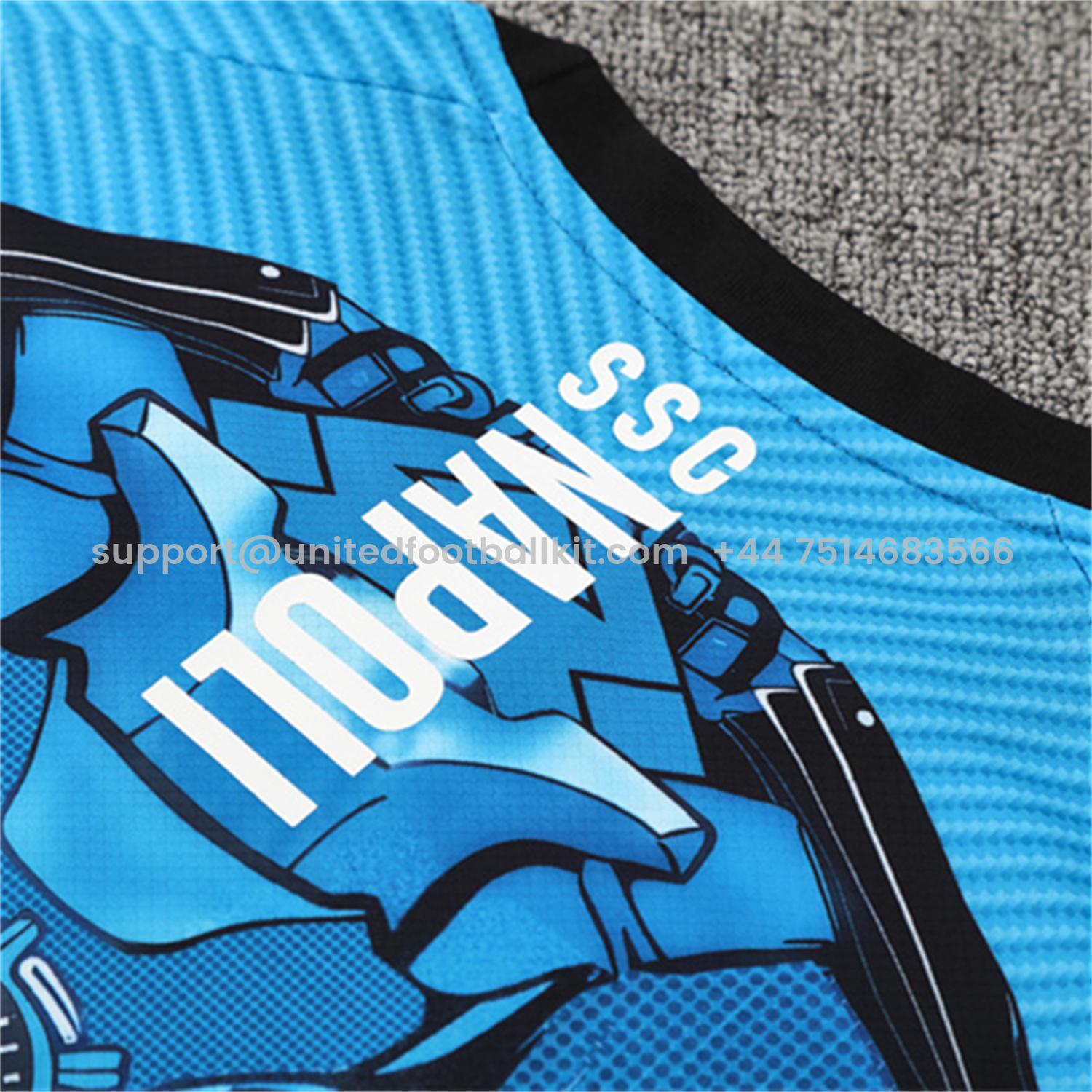 Unitedfootballkit.com | Napoli 25-26 Kids Short-Sleeve Training Set - Blue Mecha Top & Black Shorts -Customize Name, Number and Patch | Worldwide Shipping