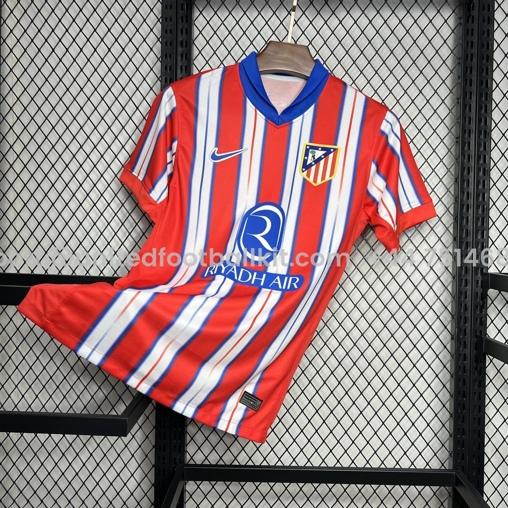 Unitedfootballkit.com | Atletico Madrid 24-25 Home Stadium Jersey - Fans Version -Customize Name, Number and Patch | Worldwide Shipping