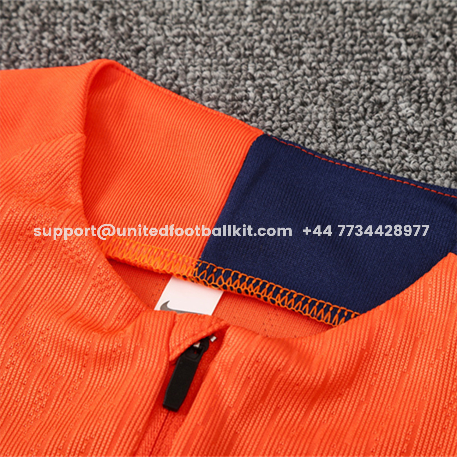 Unitedfootballkit.com | Barcelona 25-26 Kids Long Sleeve Training Set - Orange Top Royal Blue Sponsor & Royal Blue Pants -Customize Name, Number and Patch | Worldwide Shipping