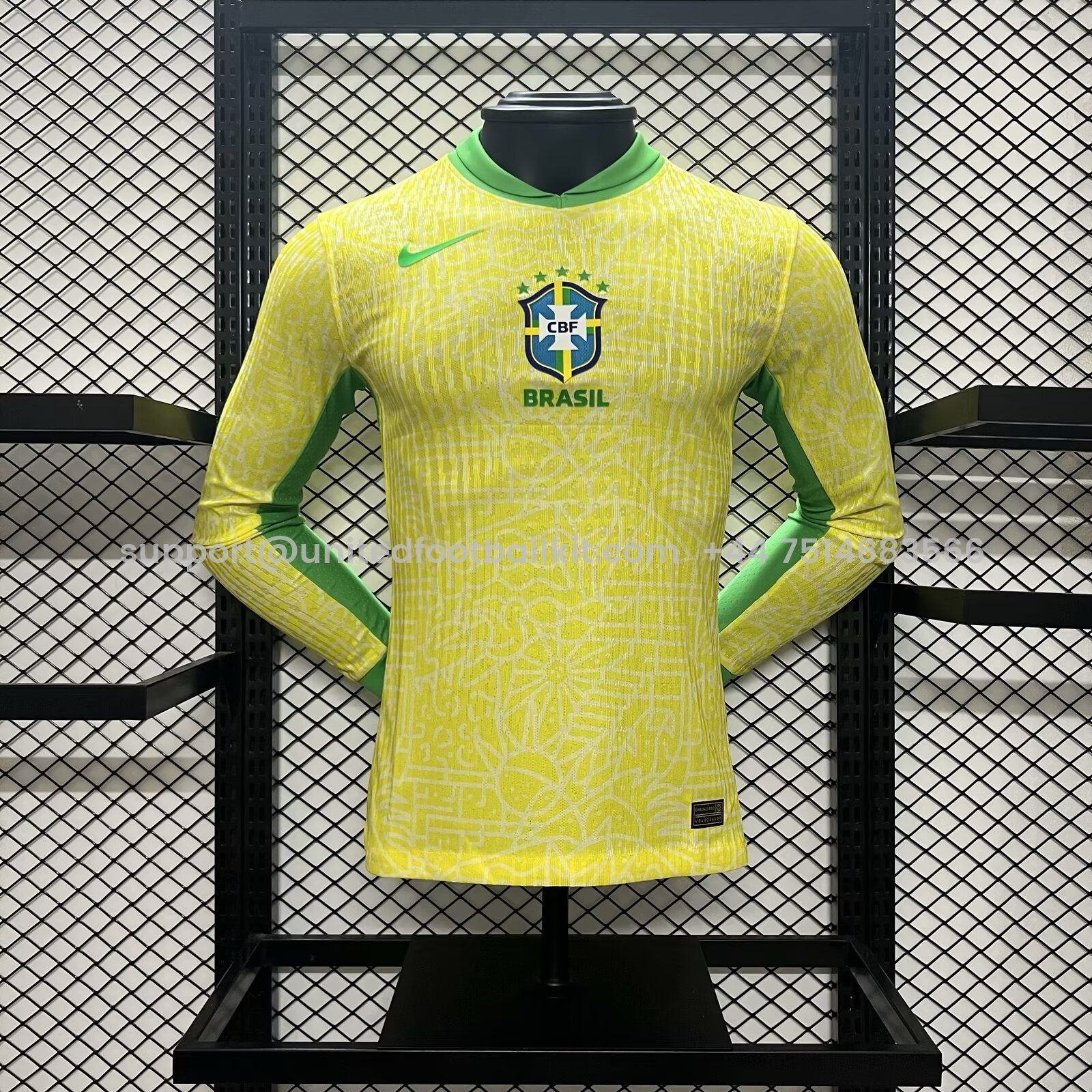 Unitedfootballkit.com | Brazil 2024 Home Long Sleeve Stadium Jersey - Player Version -Customize Name, Number and Patch | Worldwide Shipping