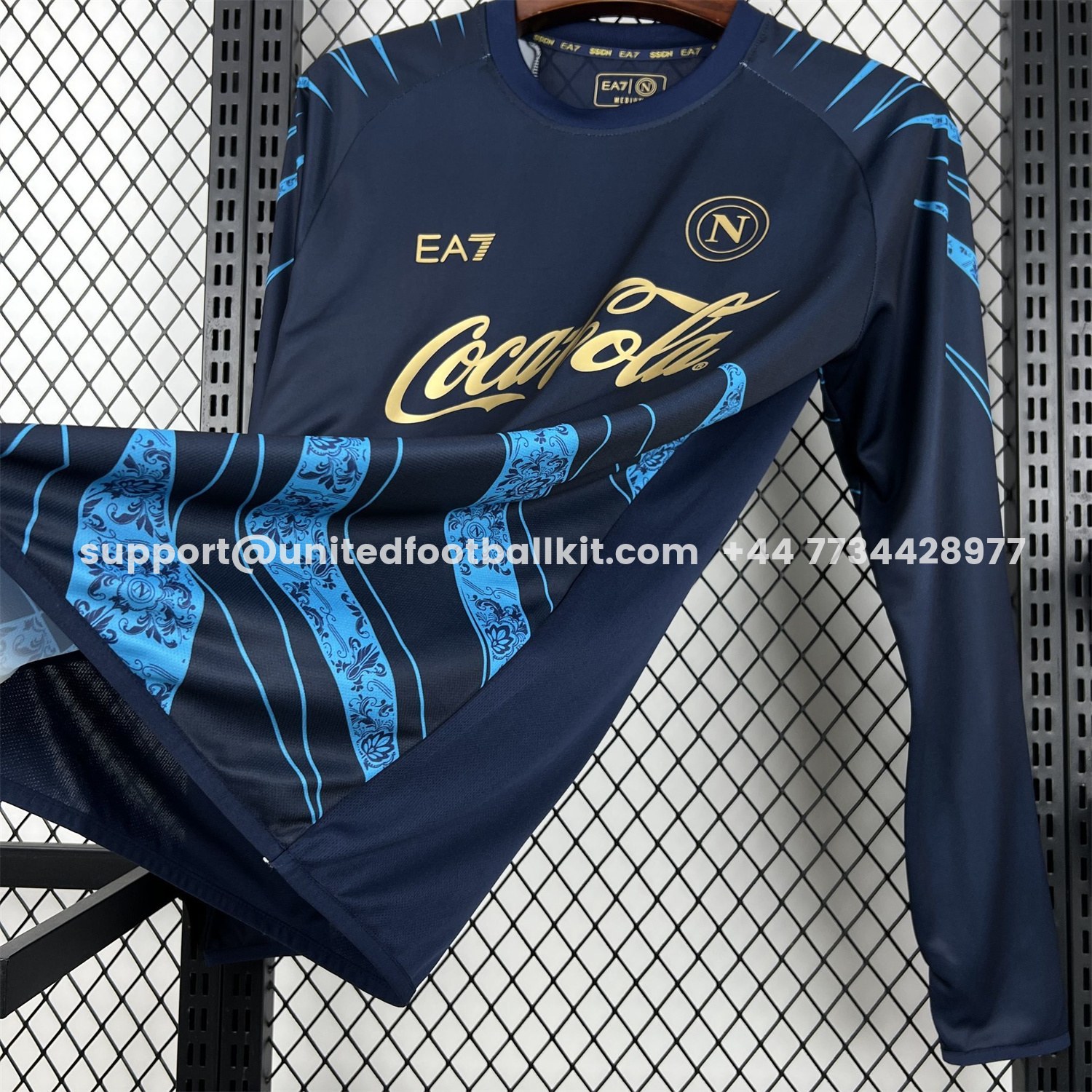 Unitedfootballkit.com | Napoli 25-26 CocaCola Dark Blue Special Long Sleeves Jersey - Fans Version -Customize Name, Number and Patch | Worldwide Shipping