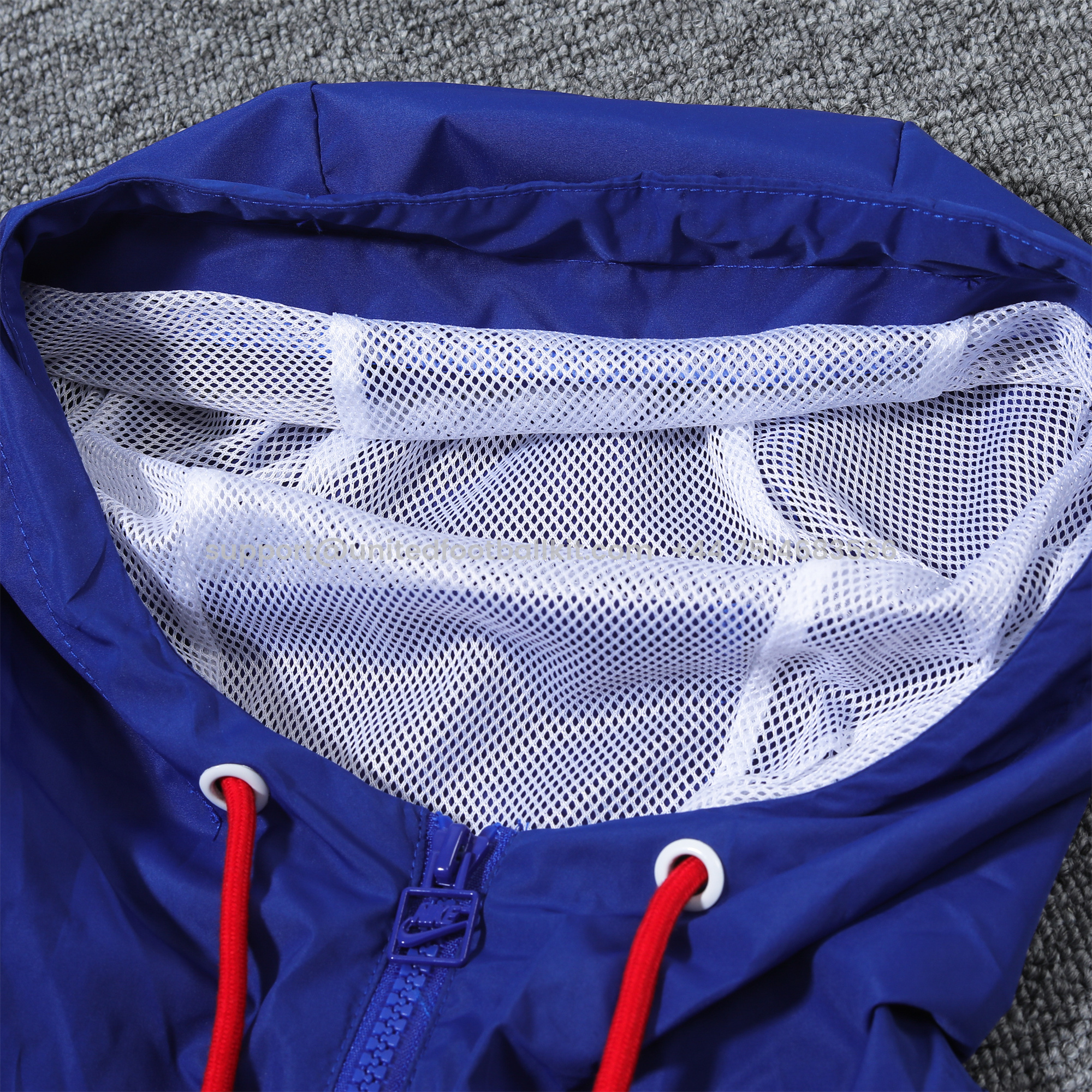 Unitedfootballkit.com | France 2024 National Team Anthem Blue Hooded Windbreaker - Player Version -Customize Name, Number and Patch | Worldwide Shipping