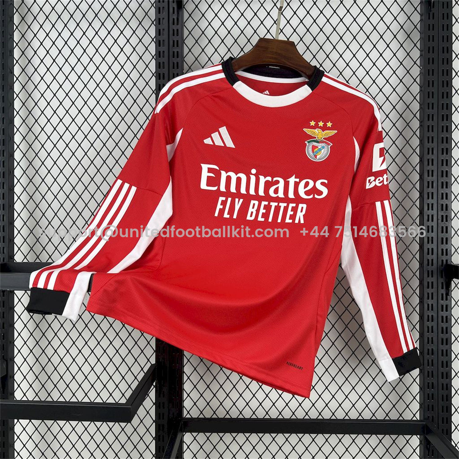 Unitedfootballkit.com | Benfica 25-26 Home Long Sleeves Jersey - Fans Version -Customize Name, Number and Patch | Worldwide Shipping