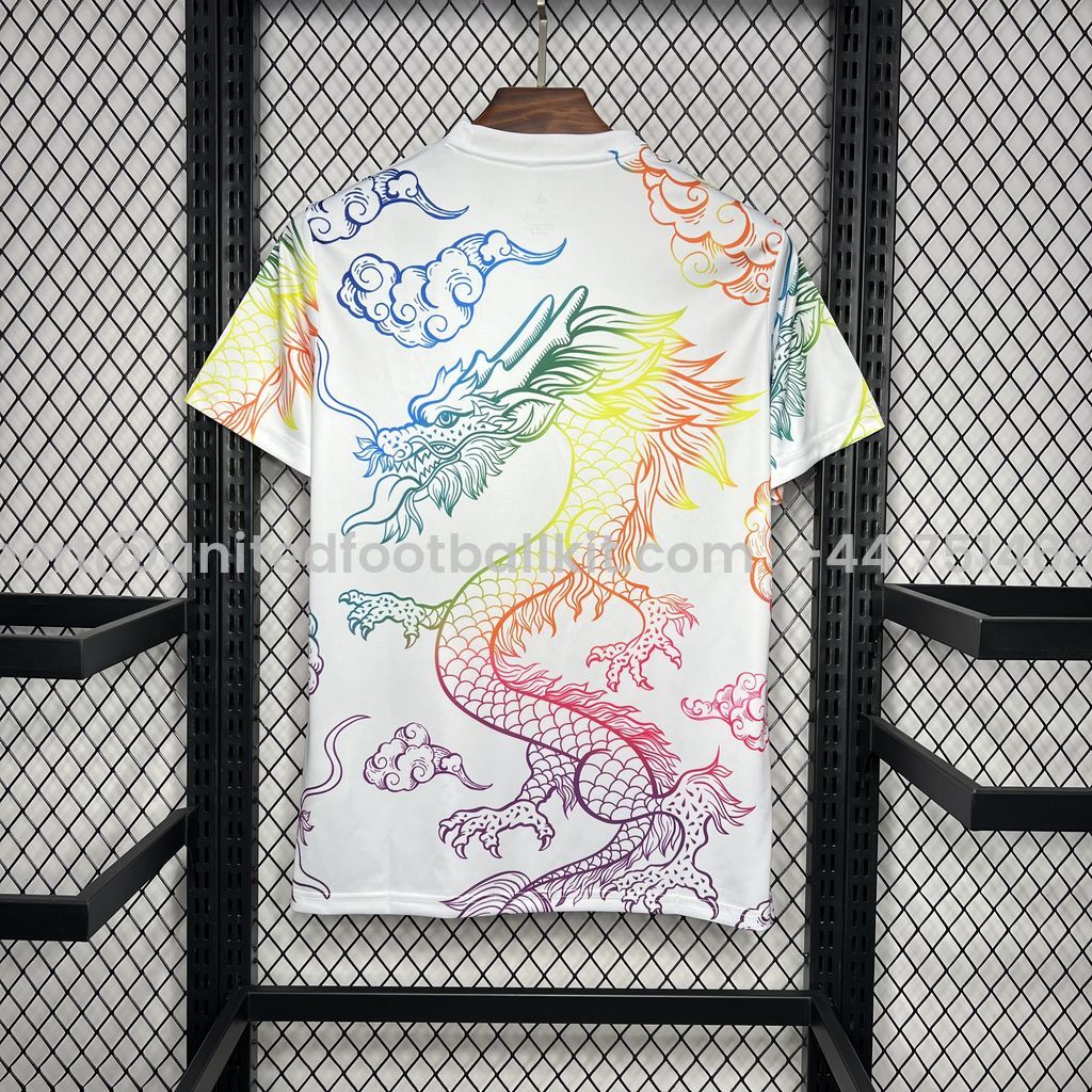 Unitedfootballkit.com | Real Madrid 24-25 White Colorful Dragon Speical Jersey - Fans Version -Customize Name, Number and Patch | Worldwide Shipping