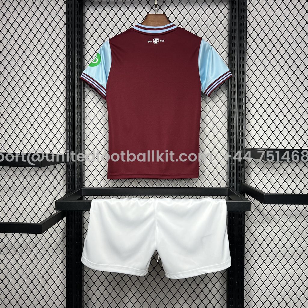 Unitedfootballkit.com | West Ham United 24-25 Home Stadium Kids Kit -Customize Name, Number and Patch | Worldwide Shipping