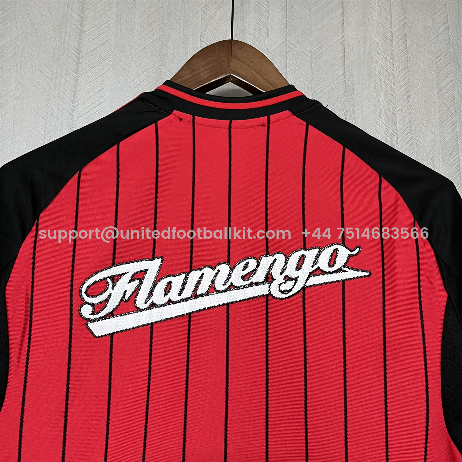 Unitedfootballkit.com | Flamengo 25-26 Red Baseball Jersey with Black Stripes -Customize Name, Number and Patch | Worldwide Shipping