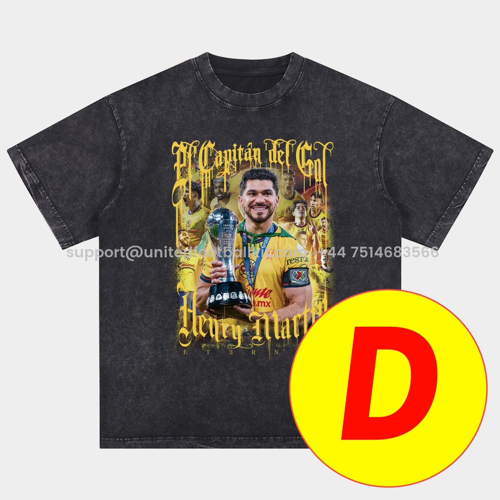 Unitedfootballkit.com | Club América Triple Championship Oversized Washed T-Shirt -Customize Name, Number and Patch | Worldwide Shipping