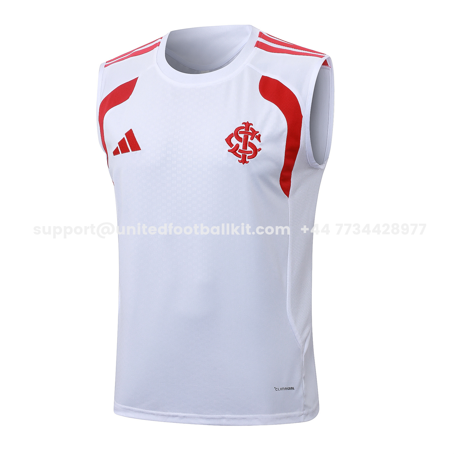 Unitedfootballkit.com | SC Internacional 2026 Vest Training Set - White Vest and Red Shorts -Customize Name, Number and Patch | Worldwide Shipping