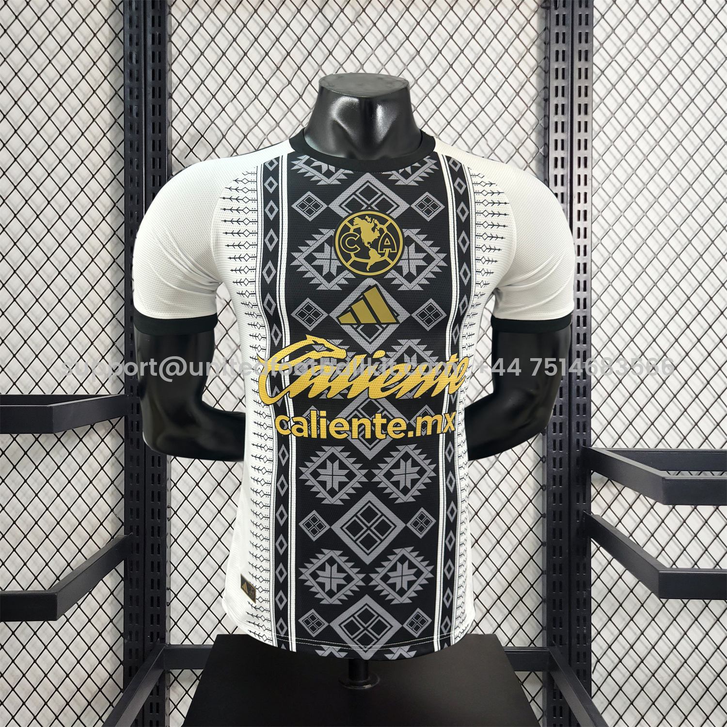 Unitedfootballkit.com | Club América 25-26 Black Totem Pattern White Special Jersey - Player Version -Customize Name, Number and Patch | Worldwide Shipping