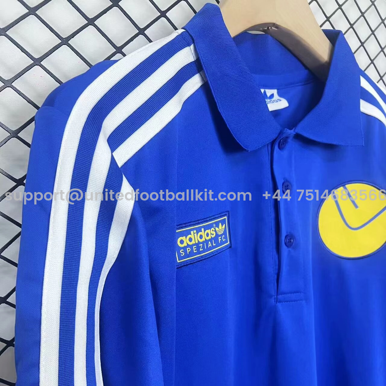 Unitedfootballkit.com | Leeds United 24-25 Spezial Collection Blue Long Sleeve Polo Shirts -Customize Name, Number and Patch | Worldwide Shipping