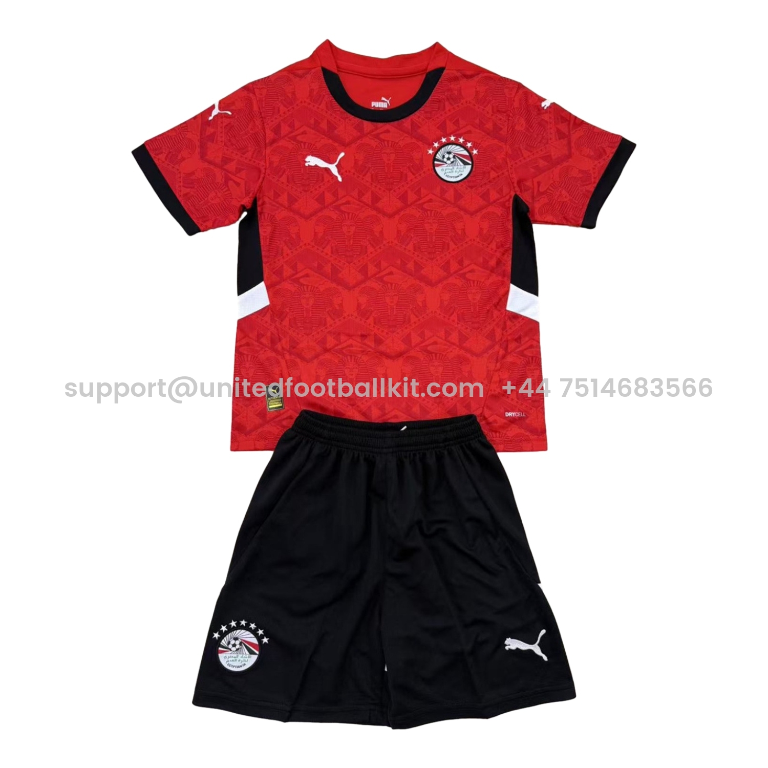 Unitedfootballkit.com | Egypt 24-25 Home Kids Kit -Customize Name, Number and Patch | Worldwide Shipping