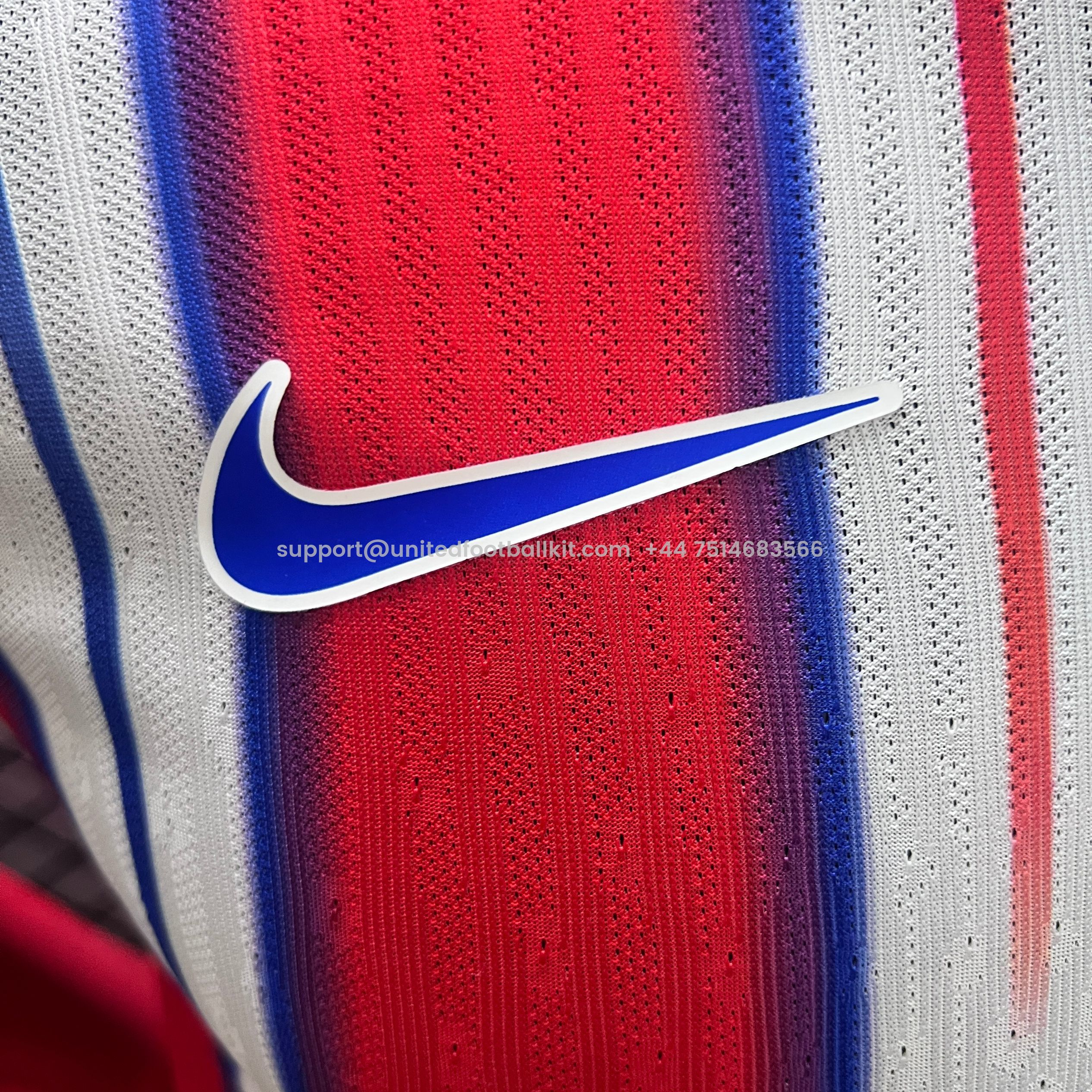 Unitedfootballkit.com | Atletico Madrid 24-25 Home Long Sleeve Jersey - Player Version -Customize Name, Number and Patch | Worldwide Shipping