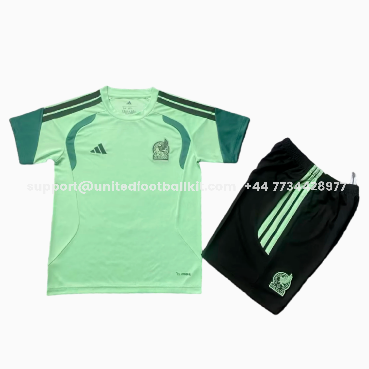 Unitedfootballkit.com | Mexico 2026 Green Training Kids Kit -Customize Name, Number and Patch | Worldwide Shipping