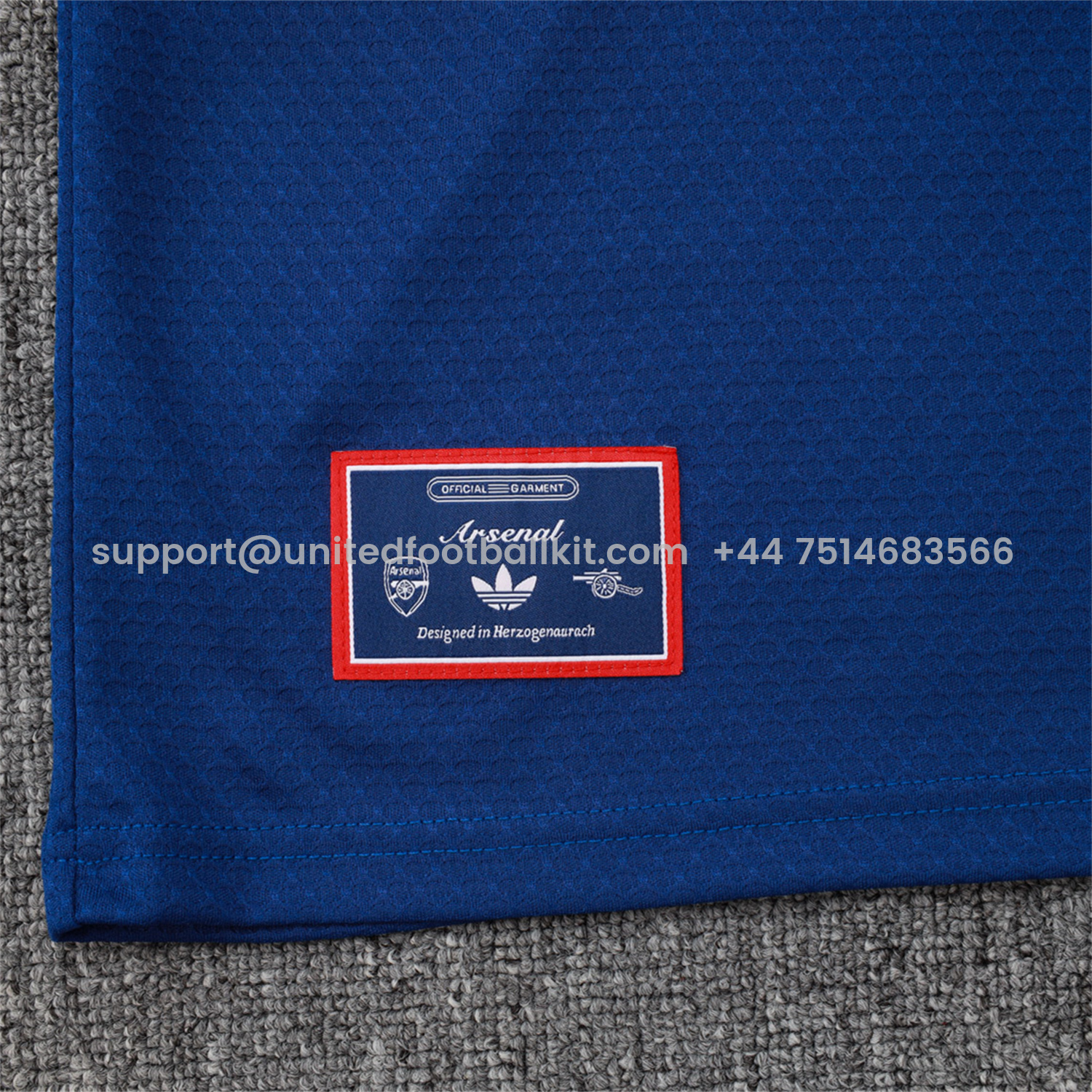 Unitedfootballkit.com | Arsenal 25-26 Throwback Trefoil Short-Sleeve Training Set - Royal Blue Top and Shorts -Customize Name, Number and Patch | Worldwide Shipping