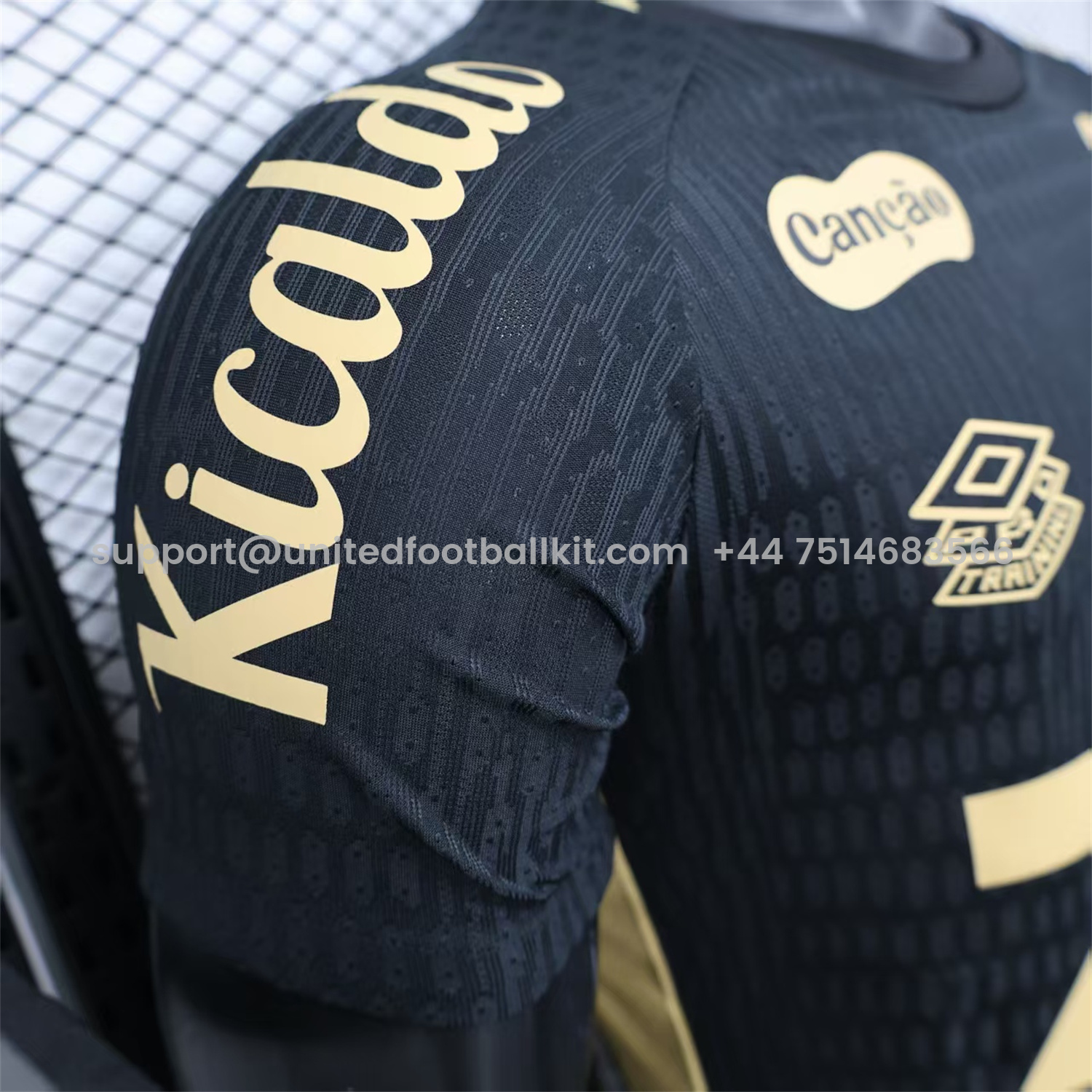 Unitedfootballkit.com | Santos 2025-26 Goalkeeper Black Jersey With Sponsors - Player Version -Customize Name, Number and Patch | Worldwide Shipping