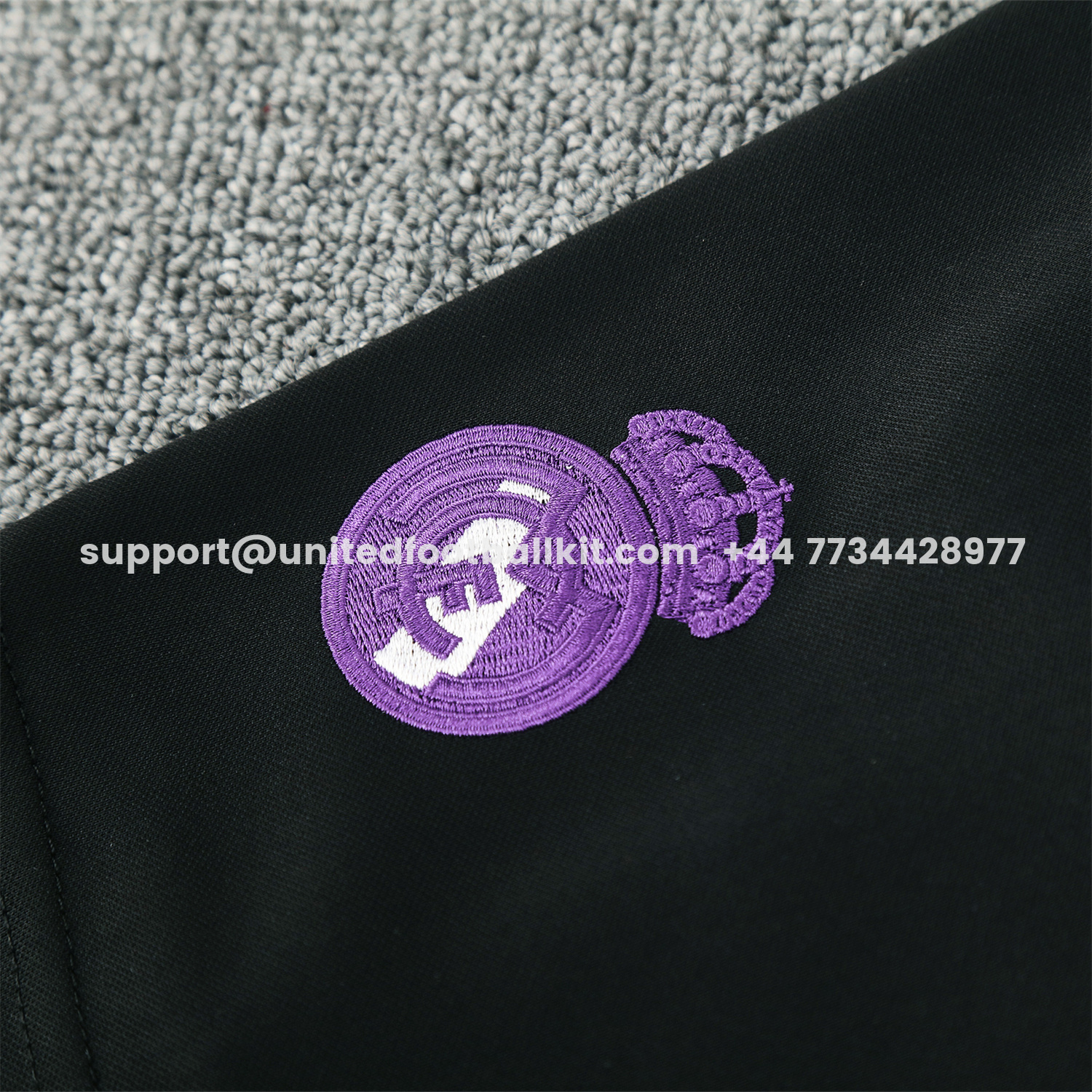 Unitedfootballkit.com | Real Madrid 25-26 Short-Sleeve Training Set - Blue Edge Black Top & Black Shorts -Customize Name, Number and Patch | Worldwide Shipping