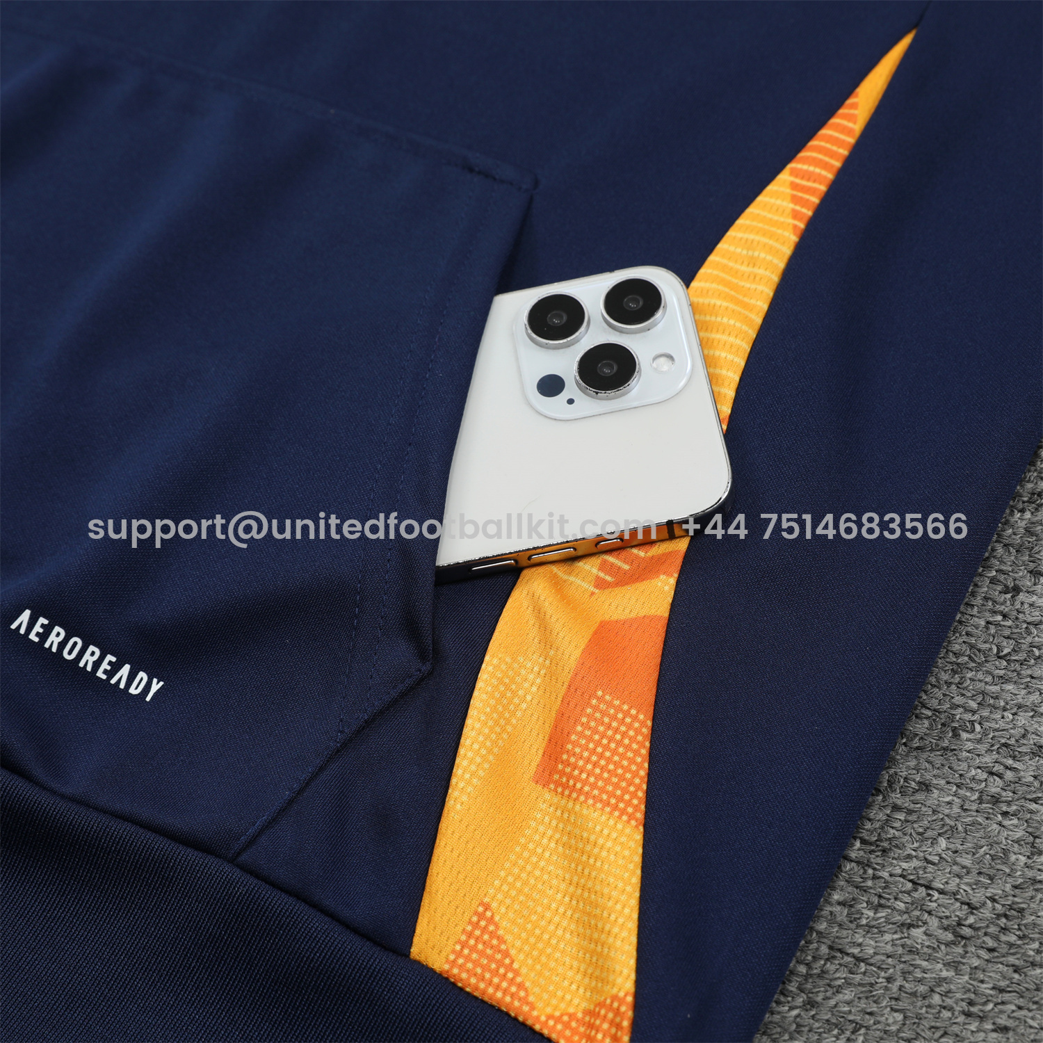 Unitedfootballkit.com | Real Madrid 24-25 Training Hoodie Set - Royal Blue Hoodie and Pants -Customize Name, Number and Patch | Worldwide Shipping