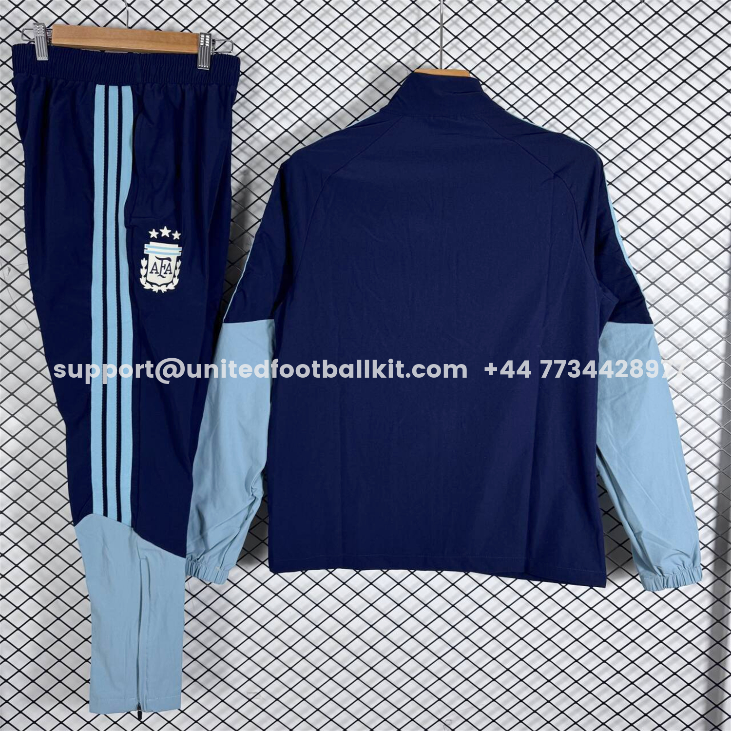 Unitedfootballkit.com | Argentina 2026 Windbreaker Training Set - Dark Blue Top and Pants -Customize Name, Number and Patch | Worldwide Shipping